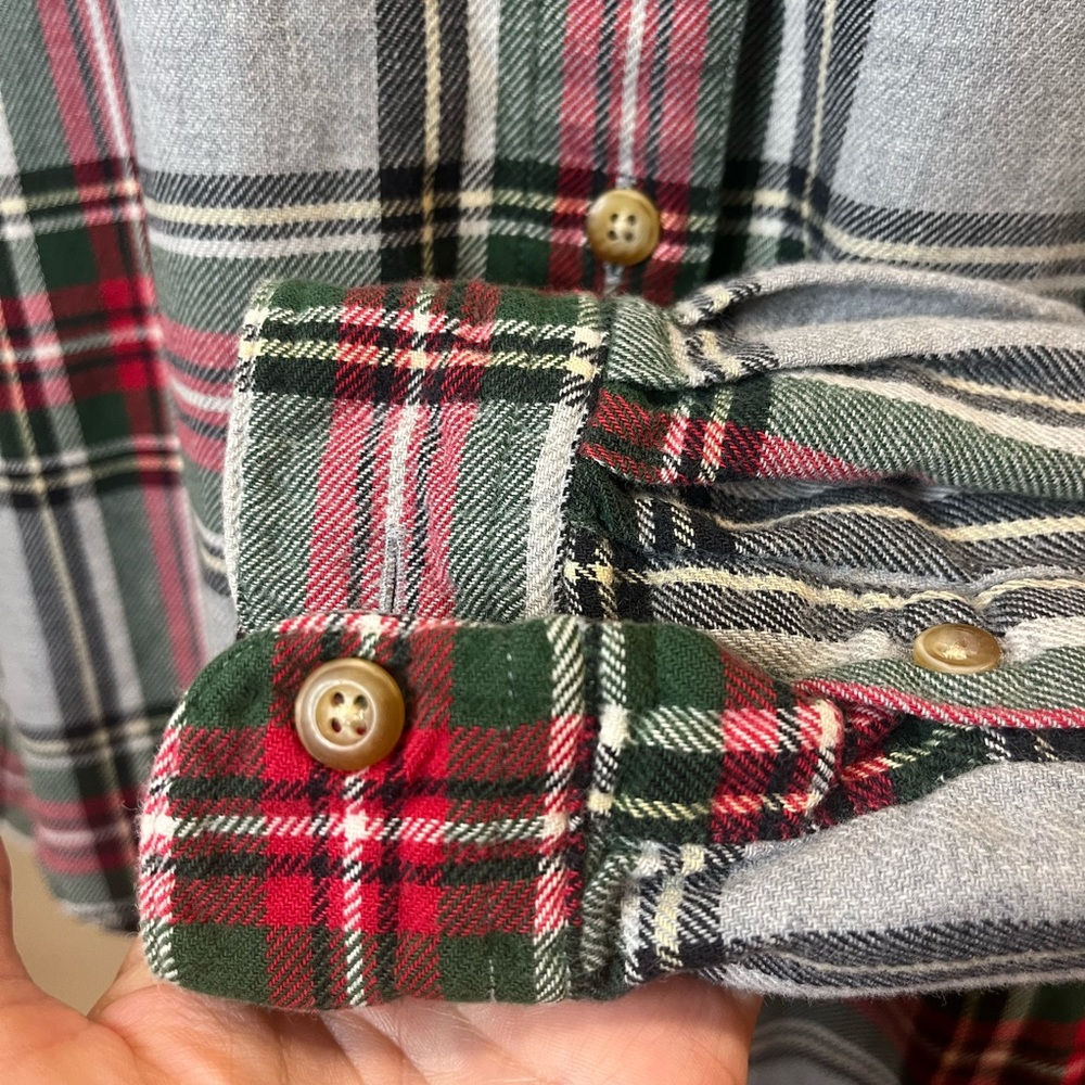 Vintage Eddie Bauer 100% Cotton Plaid Flannel Shirt 90s Grunge Size Large - Picture 4 of 10